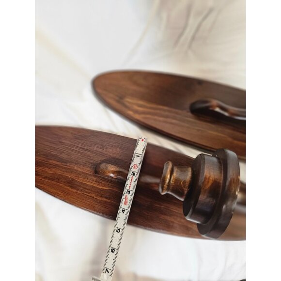 Vintage Wooden Wall-Mounted Candle Holders - Set Of 2 - Dark Wood Finish - Oval - Picture 6 of 11